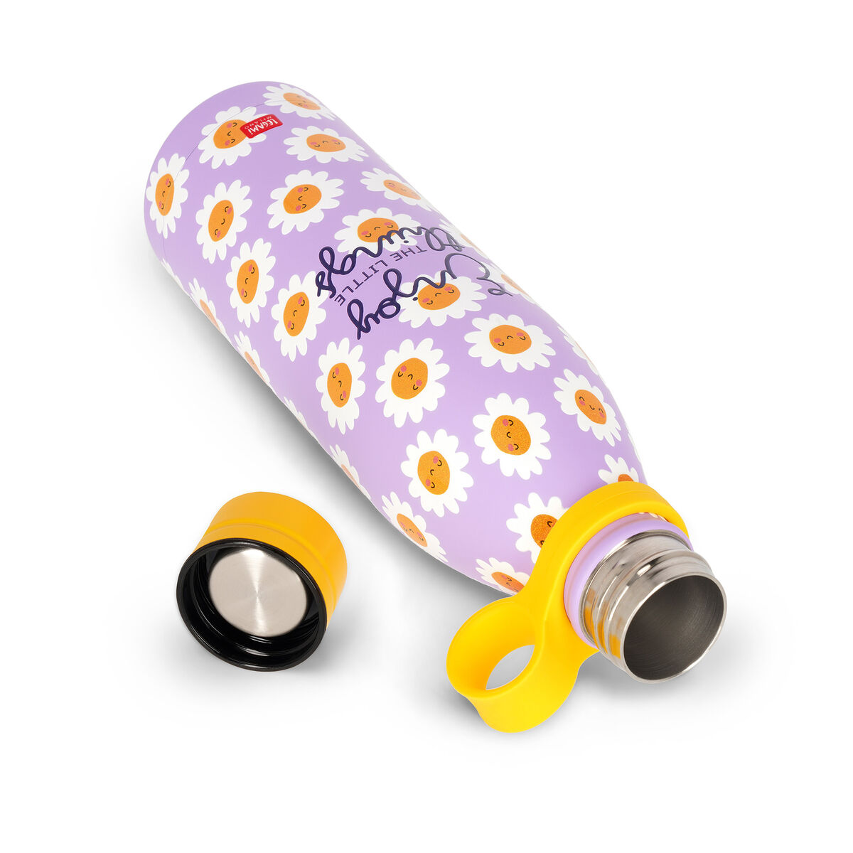 LEGAMI HOT AND COLD VACCUM BOTTLES ENJOY THE LITTLE THINGS 800ML YELLOW - Image 2