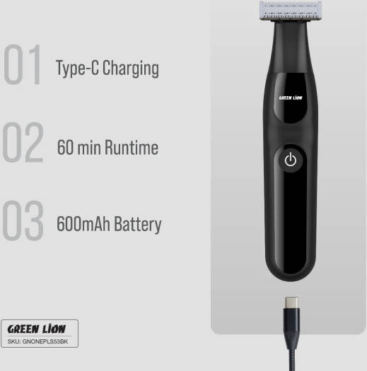 GREEN LION ONE BLADE PLUS HAIR TRIMMER NOSE EYEBROW BLACK GNONEPLS53BK - Image 7