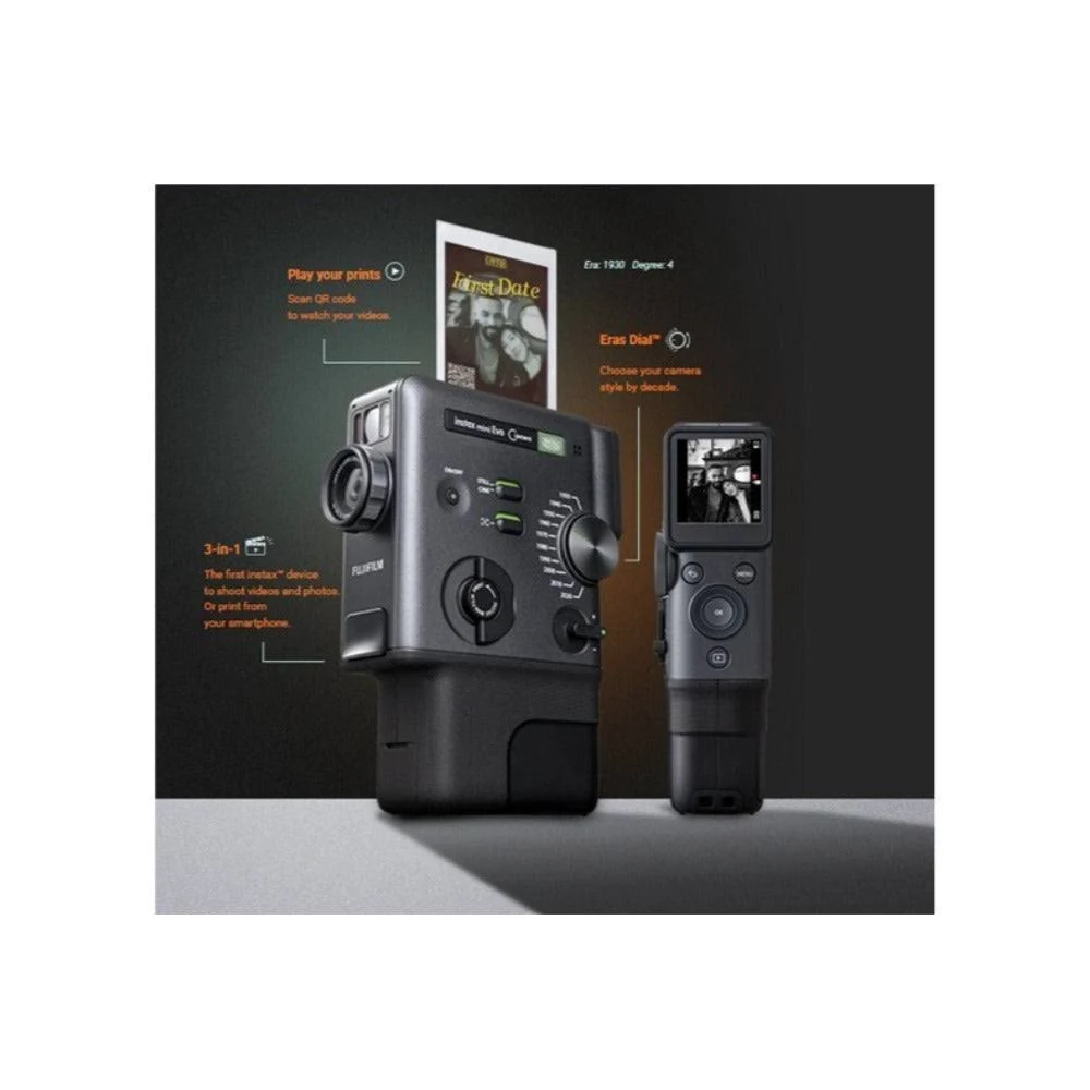 FUJIFILM INSTAX MINI EVO CINEMA HYBRID INSTANT CAMERA BLACK - Image 2
