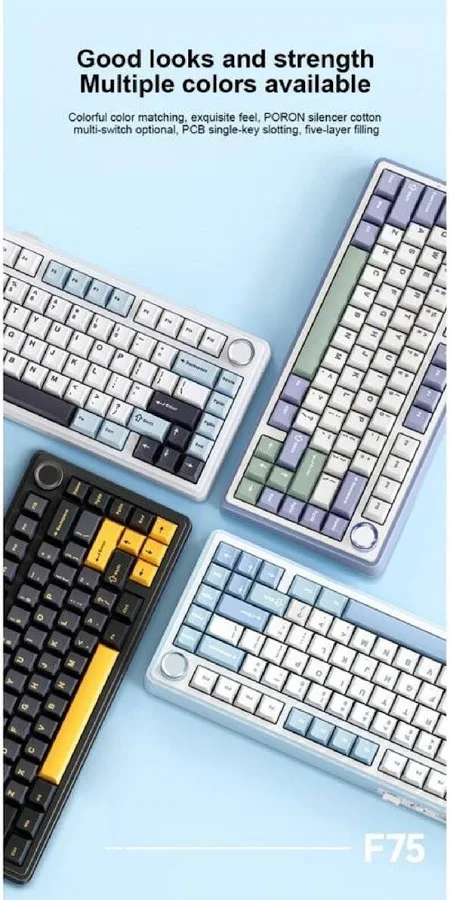 AULA 75 KEYS RGB 75% MECHANICAL GAMING K/B TRI-MODE KNOB REAPER S/W GRADIENT GRAY CONTOUR F75 MAX - Image 4