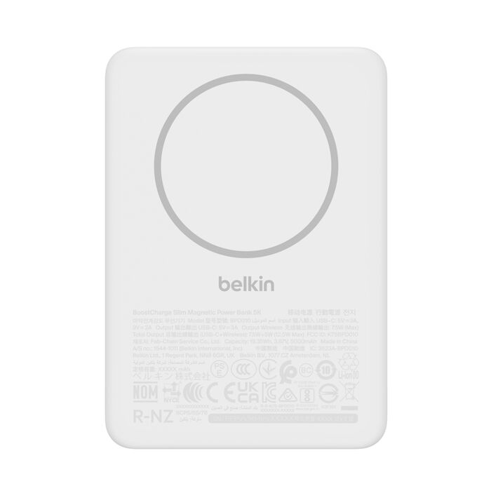 BELKIN BOOST CHARGE ULTRA SLIM MAGNETIC 7.5W WIRELESS POWER BANK 5K WHITE BPD010HQWH - Image 2