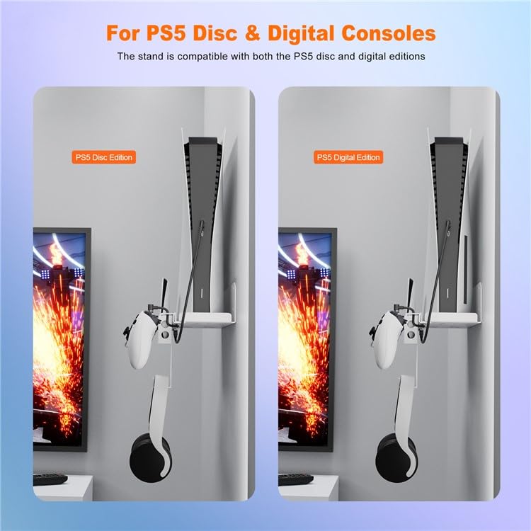 SONY PS5 WALL MOUNT STORAGE STAND WITH 2 IN 1 CHARGING CABLE - Image 7