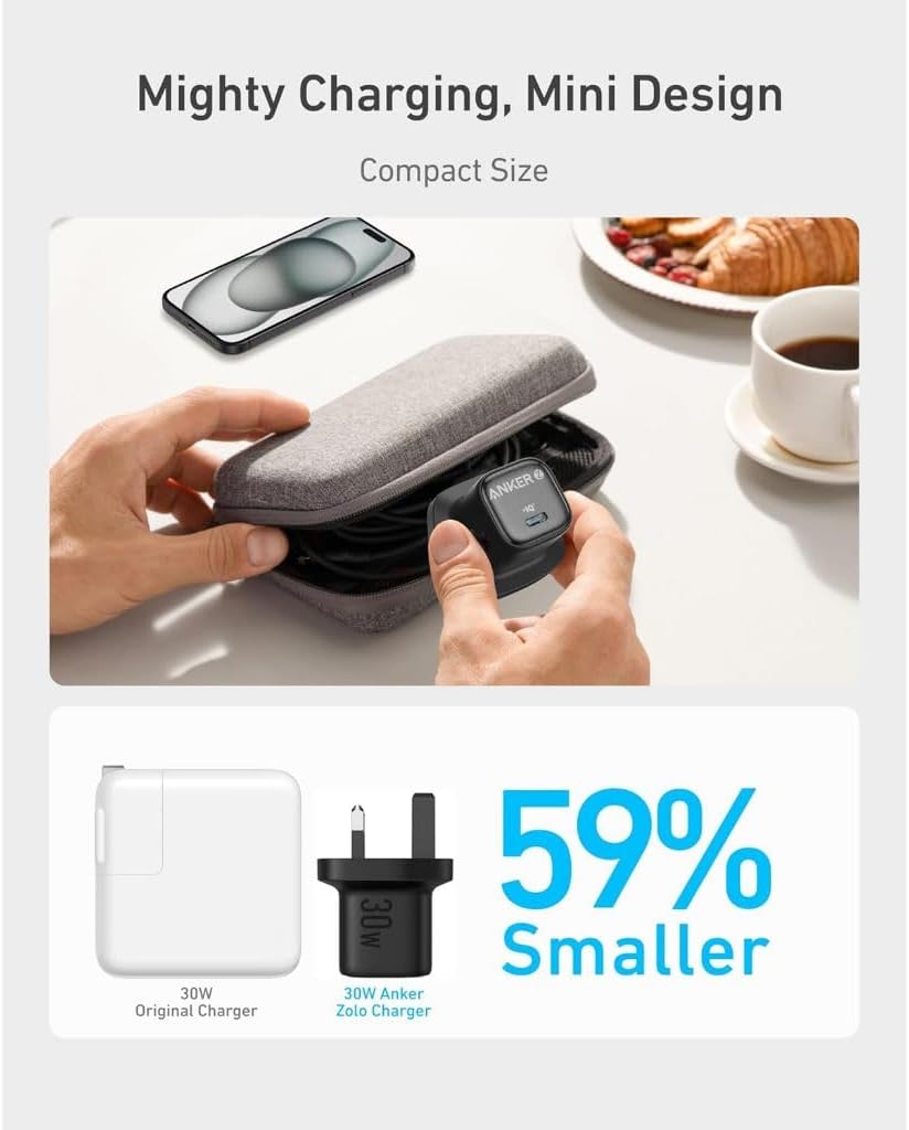 ANKER ZOLO CHARGER 30W PD 3.0 WITH 3FT USB C TO USB C CABLE BLACK B2698K11 - Image 5