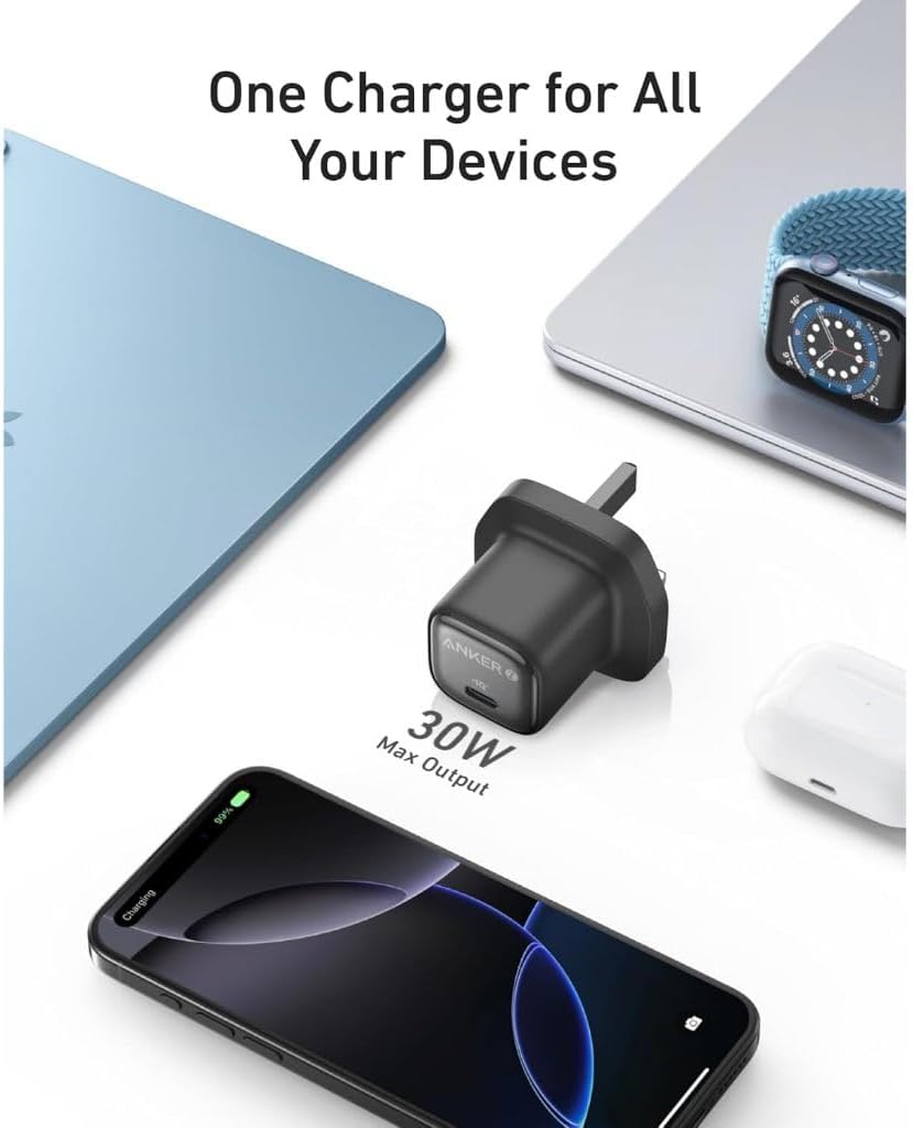 ANKER ZOLO CHARGER 30W PD 3.0 WITH 3FT USB C TO USB C CABLE BLACK B2698K11 - Image 6