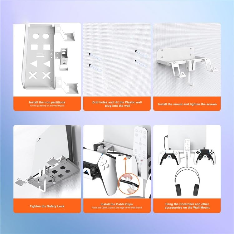 SONY PS5 WALL MOUNT STORAGE STAND WITH 2 IN 1 CHARGING CABLE - Image 8