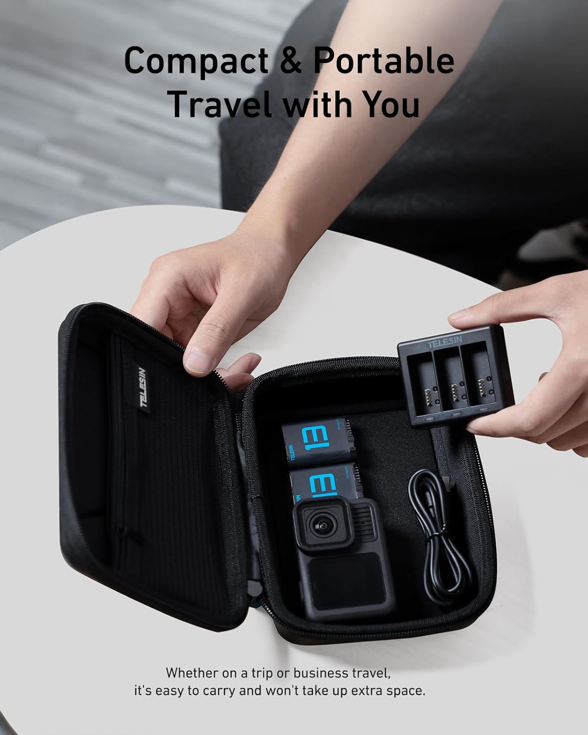 TELESIN GOPRO HERO 13 BATTERY CHARGER BOX WITH 2 BATTERIES S0-ECB-07-TGP - Image 8
