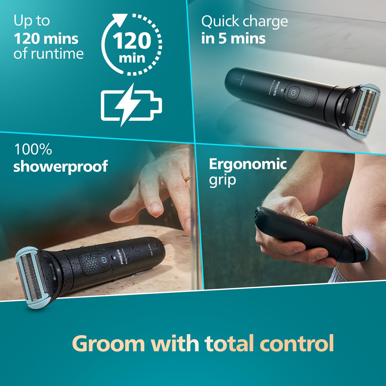 PHILIPS BODYGROOMER 7000 SERIES 2D FLEXING HEAD SHAVER BLACK BG747015 - Image 8