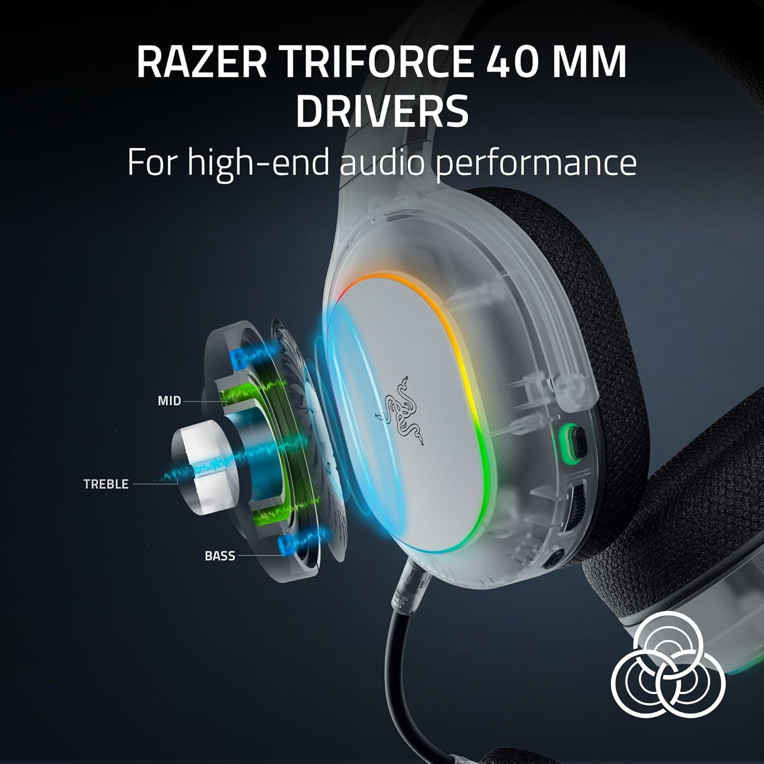 RAZER BARRACUDA X CHROMA WIRELESS GAMING HEADSET PHANTOM WHITE RZ04-05220400-R3M1 - Image 7