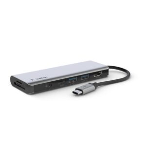 Expand your connectivity and enhance productivity with the BELKIN USB-C 7 IN 1 MULTIPORT HUB 100W SPACE GRAY AVC023HQSGY