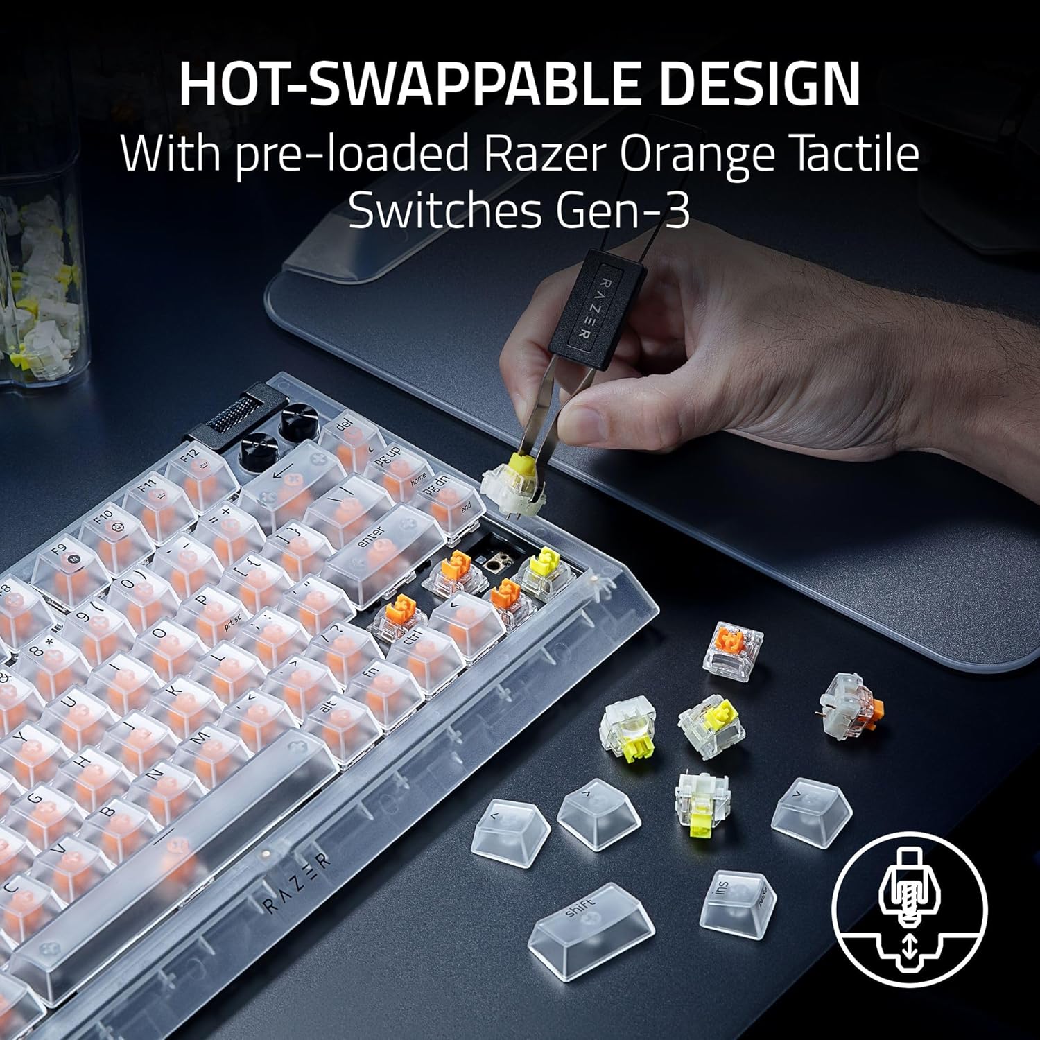 RAZER BLACKWIDOW V4 75% PHANTOM WHITE HOT-SWAP ENABLED MECHANICAL GAMING KEYBOARD RZ03-05003500-R3M1 - Image 3
