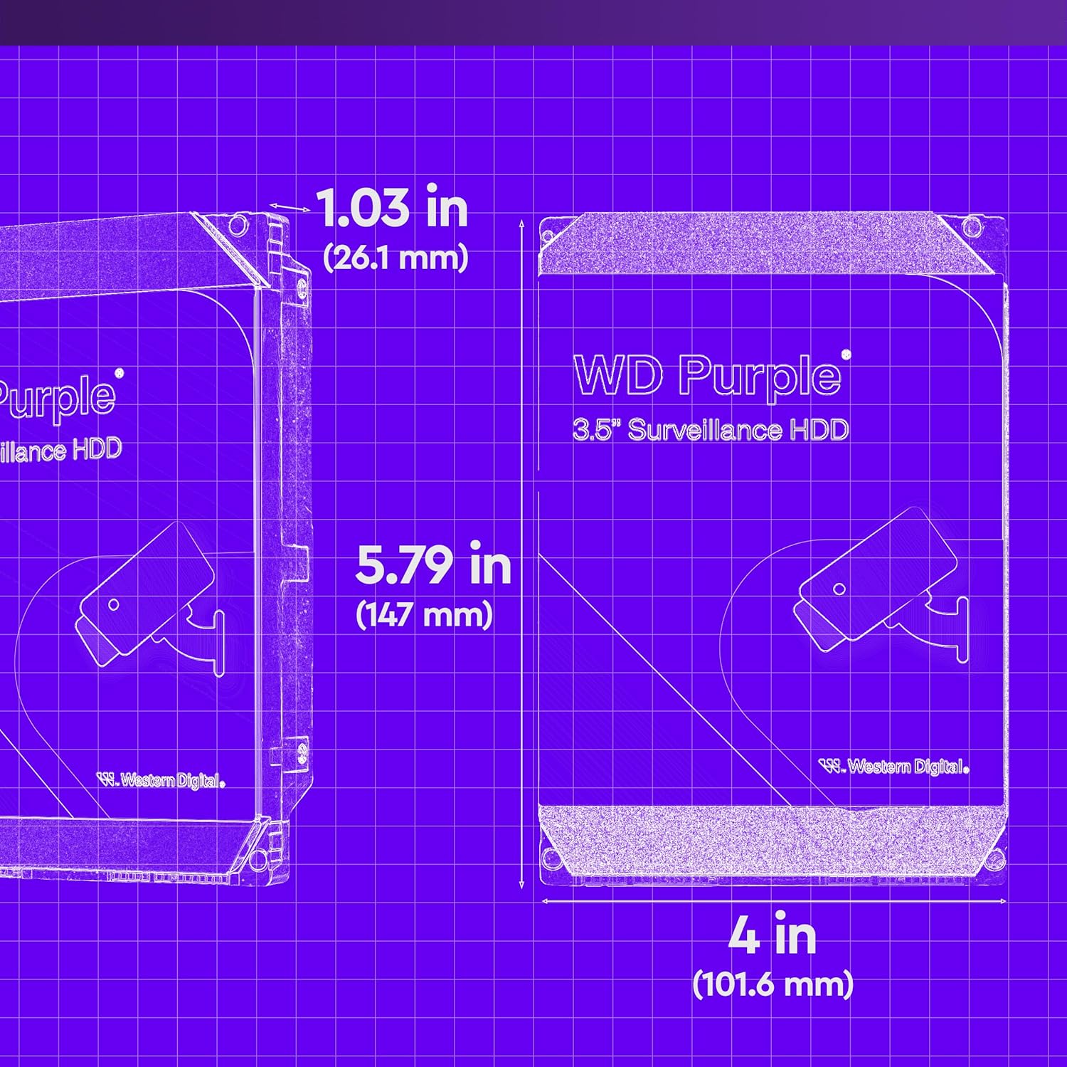 WD 8TB PURPLE SURVEILLANCE SATA 6GBS 256MB CACHE 3.5 INCH INTERNAL HARD DRIVE WD85PURZ - Image 3