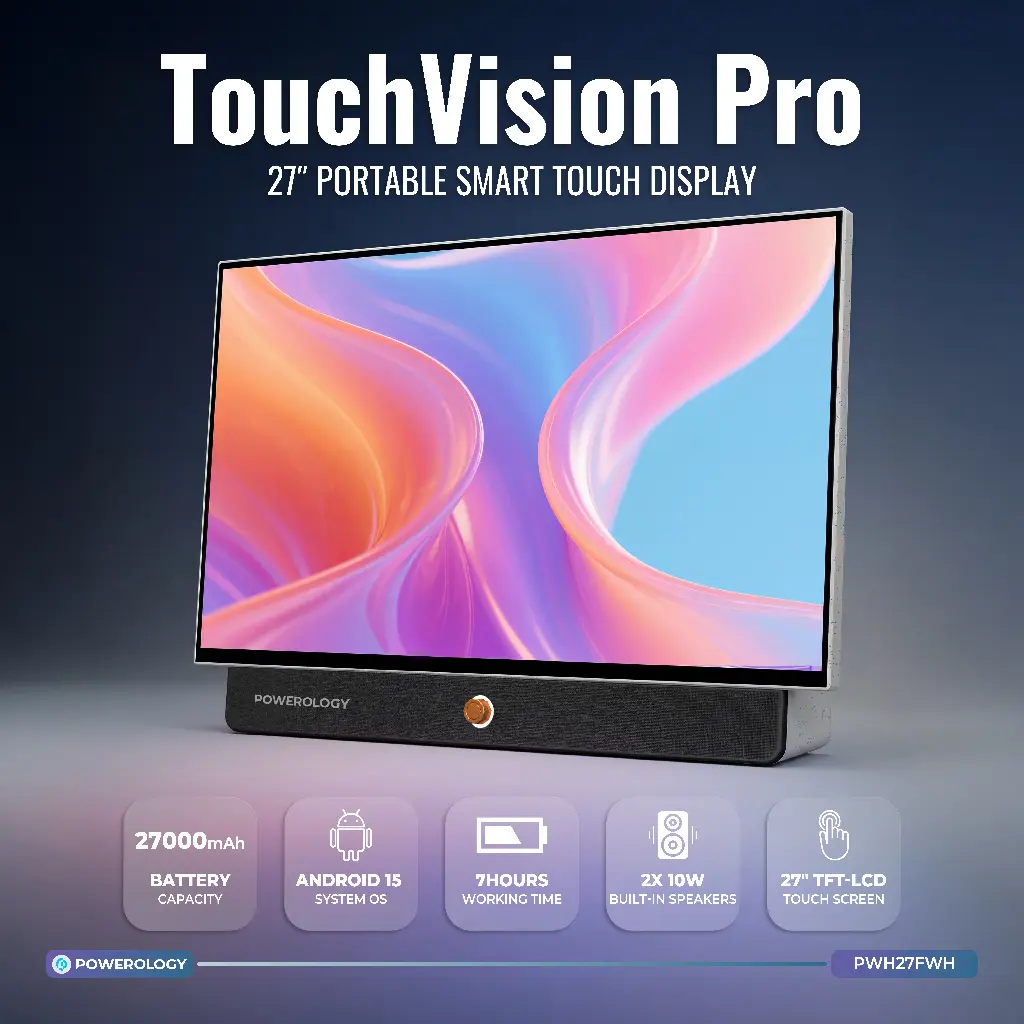 POWEROLOGY 27 INCH 6GB+128GB 27000MAH TOUCH SCREEN WITH CARRY CASE WHITE-PWH27FWH - Image 3
