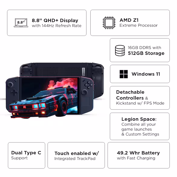 LENOVO LEGION GO S AMD RYZEN Z1 EXTREME 32GB RAM 1TB SSD WIN 11 HOME GAMING CONSOLE 8APU1 - Image 2