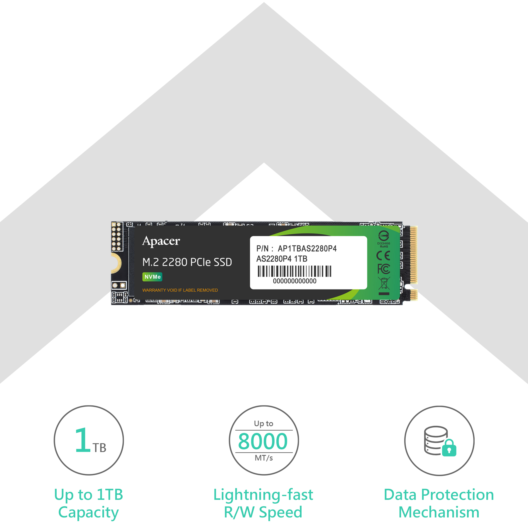 APACER AS2280P4 512GB M.2 2280 PCIE GEN3X4 NVME SSD AP512GAS2280P4-1 - Image 2