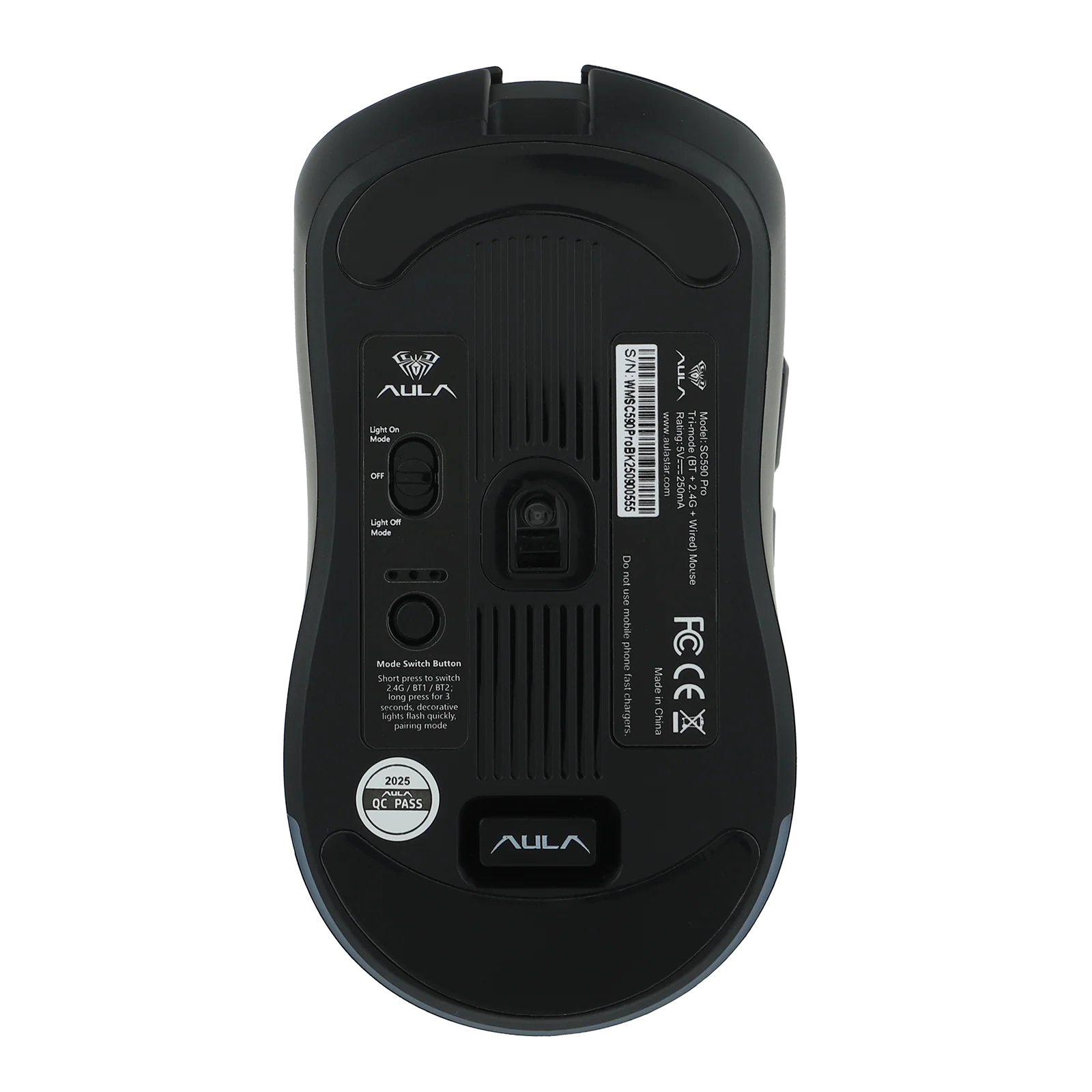 AULA ERGONOMIC TRI-MODE WIRELESS GAMING MOUSE 20000 DPI WITH PAW3311 SENSOR SC590 PRO BLACK - Image 3