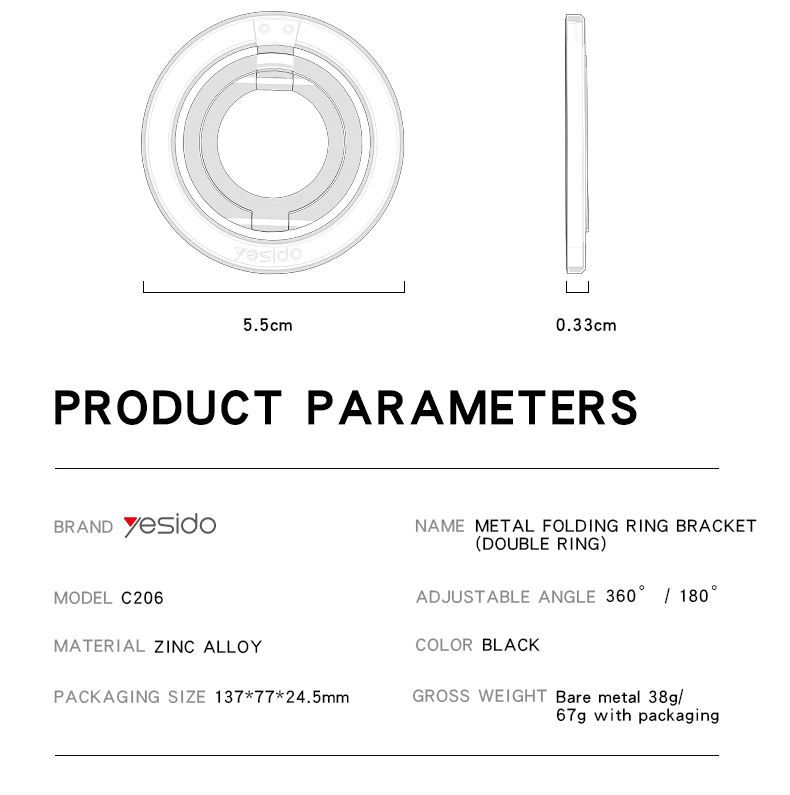 DOUBLE SIDED MAGNETIC MOBILE PHONE HOLDER BLACK - Image 5