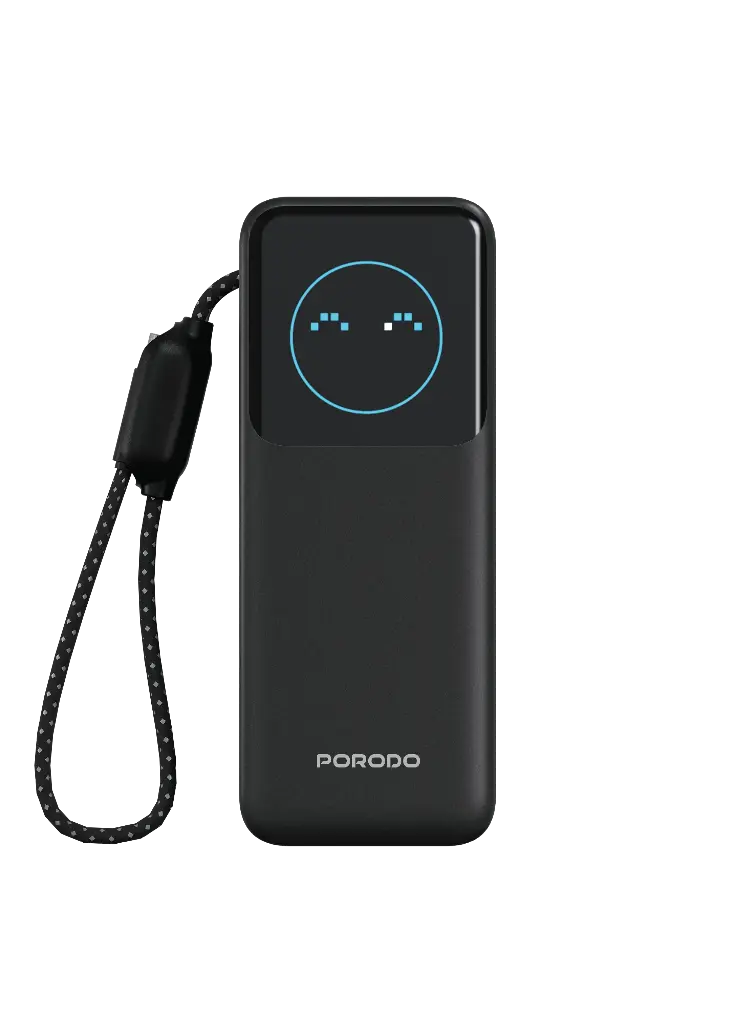 PORODO POLO II 20000MAH POWER BANK BUILT IN USB C CABLES BLACK PDPBFCH0101BK - Image 3