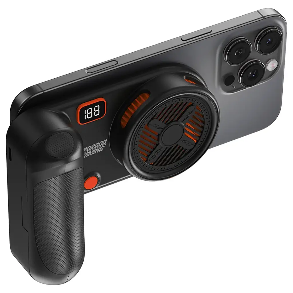 PORODO GAMING ARCTICCHILL MAGNETIC PHONE COOLER WITH ULTRA QUIET FAN BLACK/ORANGE PDXMPCBKOG - Image 2