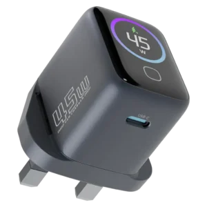 POWEROLOGY VOLTFLOW 45W AVS GAN WALL CHARGER WITH USB C TO USB C CABLE GRAY PWCUQC069CGY