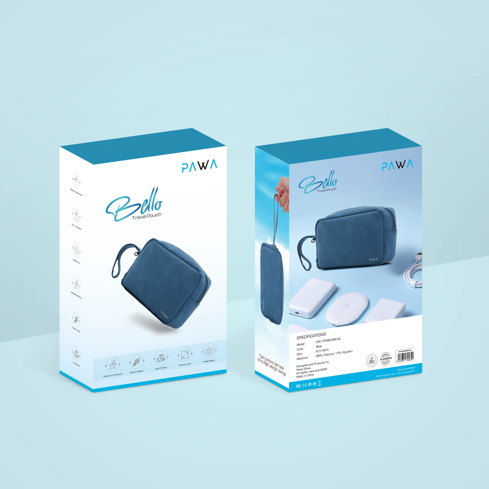 PAWA BELLO TRAVEL POUCH BLUE PW-TPHBG069-BL - Image 3