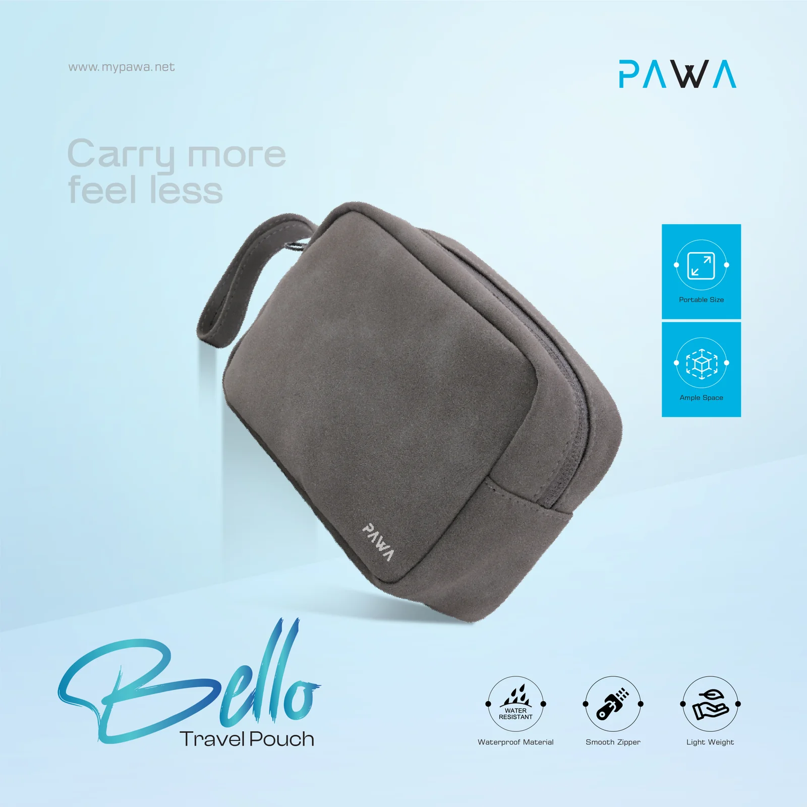 PAWA BELLO TRAVEL POUCH GRAY PW-TPHBG069-GY - Image 2