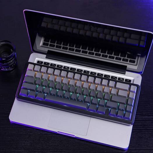 AULA 65 KEYS RGB 65% MECHANICAL GAMING KEYBOARD TRI MODE GREY WOOD V3 SWITCH BLK-GRY F65 - Image 8