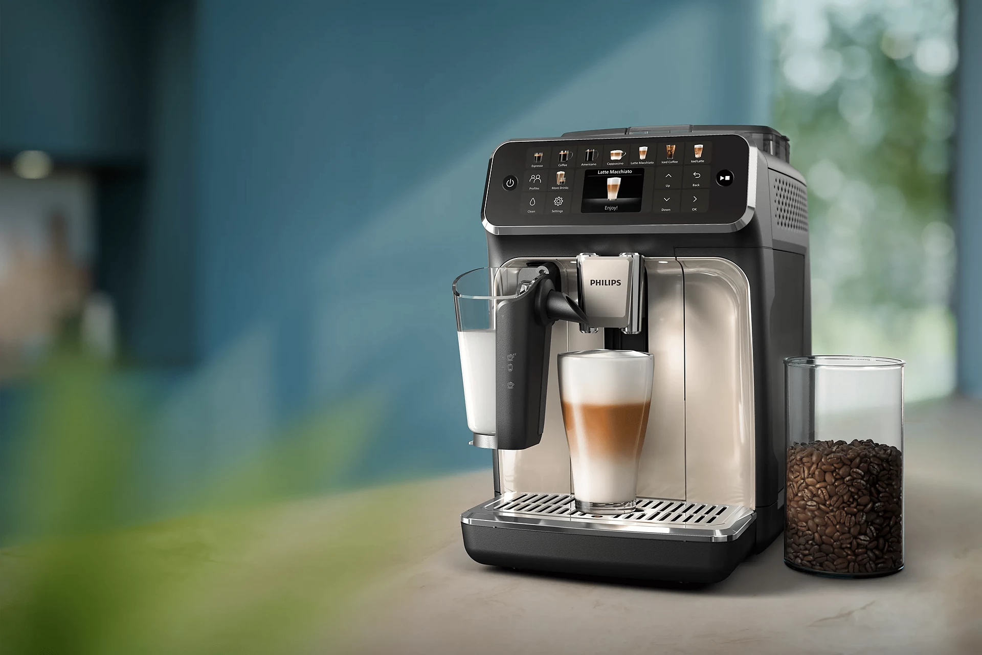 PHILIPS FULLY AUTOMATIC ESPRESSO MACHINE WITH LATTEGO 5500 SERIES BLACK EP554790 - Image 2