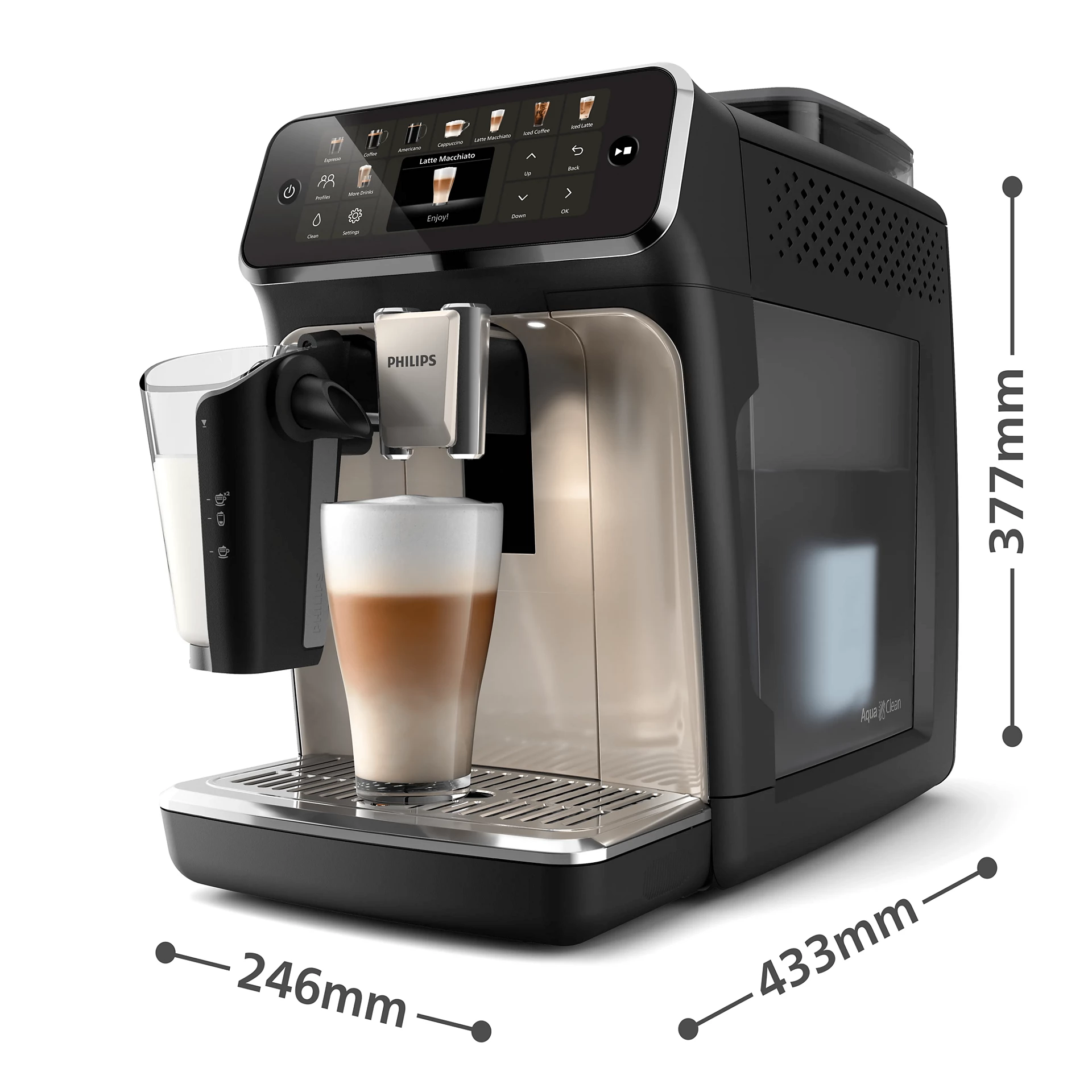 PHILIPS FULLY AUTOMATIC ESPRESSO MACHINE WITH LATTEGO 5500 SERIES BLACK EP554790 - Image 5