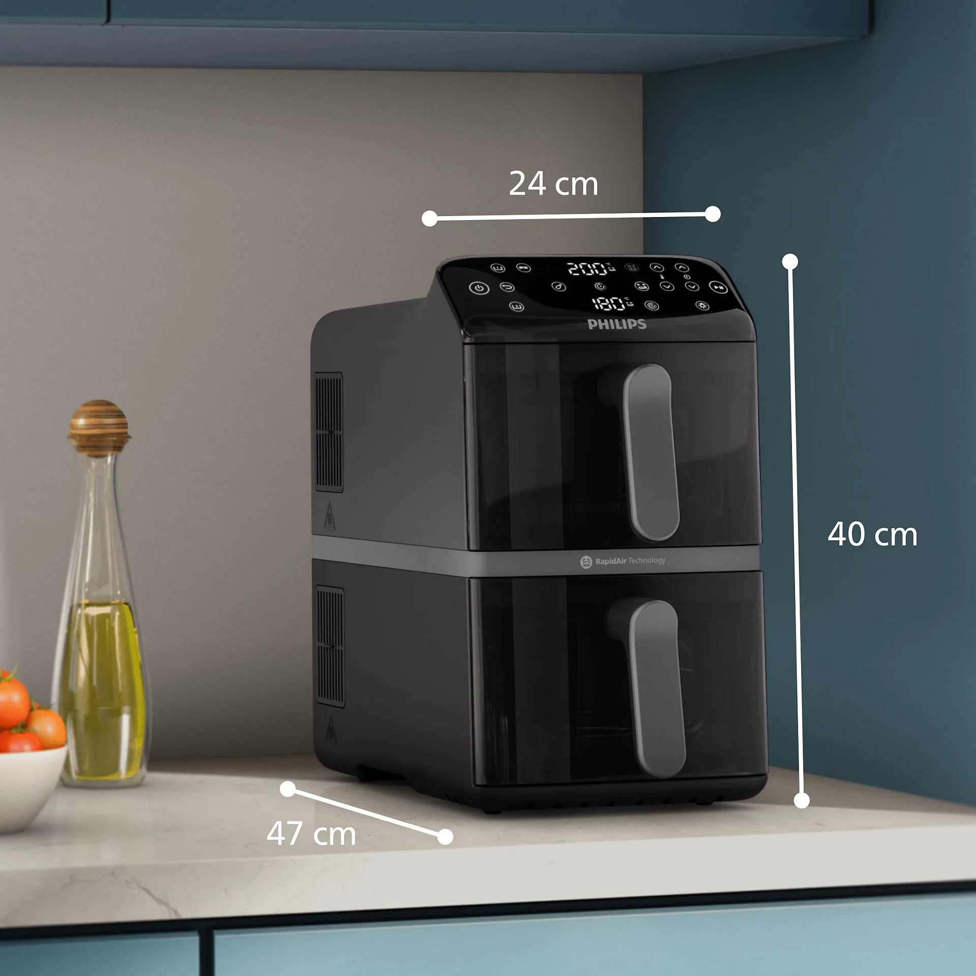PHILIPS AIRFRYER 4000 SERIES STACKED DUAL BASKET BLACK NA46009 - Image 3