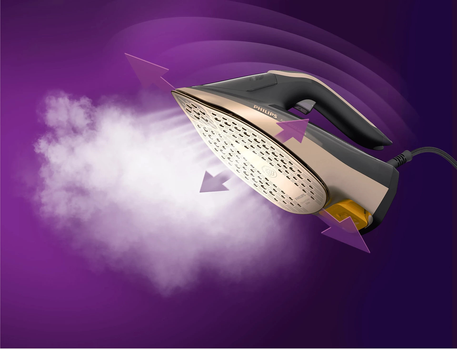 PHILIPS AZUR 8000 SERIES STEAM IRON 3000W BLACK-ROSE GOLD DST804186 - Image 6