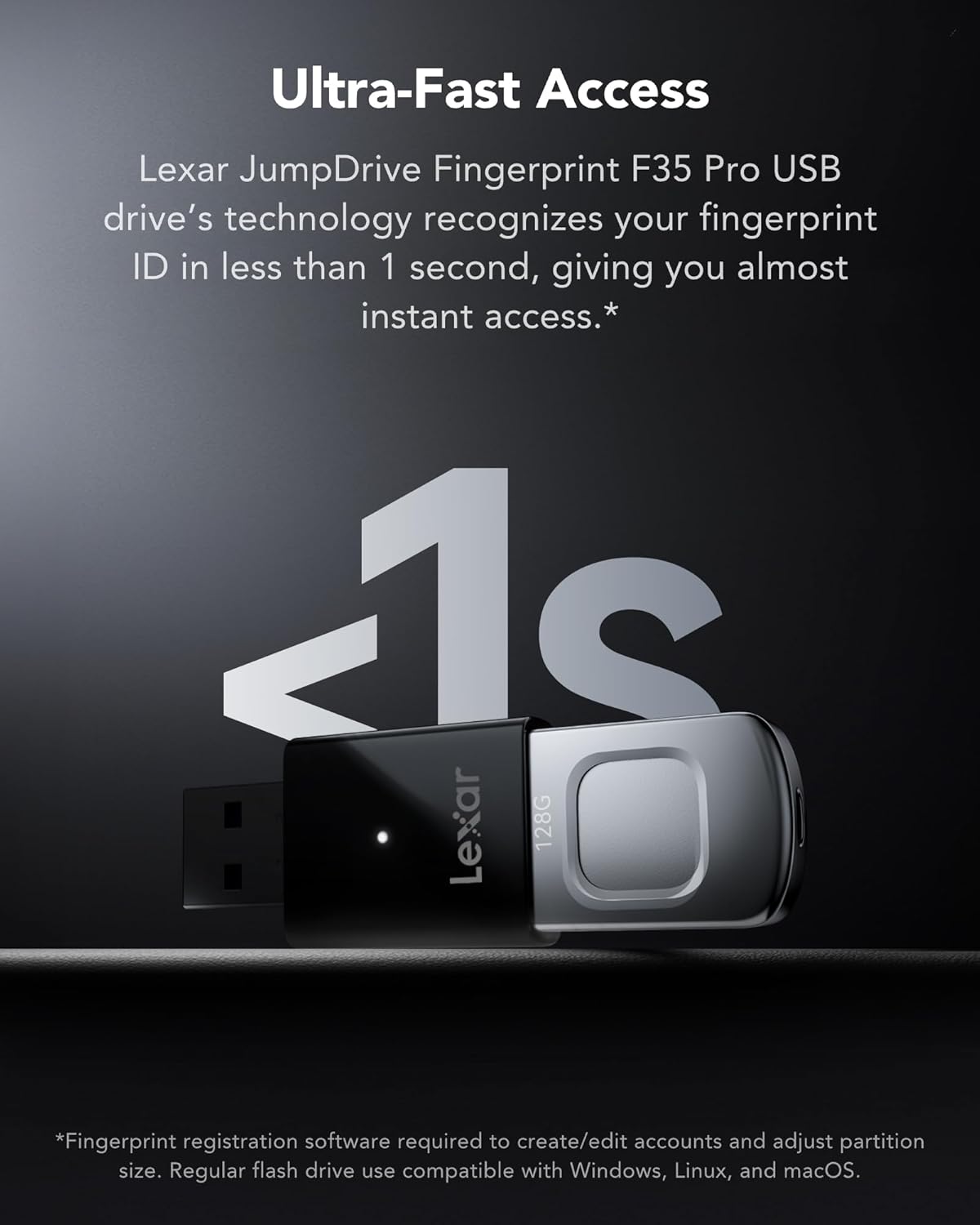 LEXAR JUMPDRIVE FINGER PRINT F35 PRO USB 3.2 GEN 1 400MBS 128GB LJDF35P128G-RNBNG - Image 5
