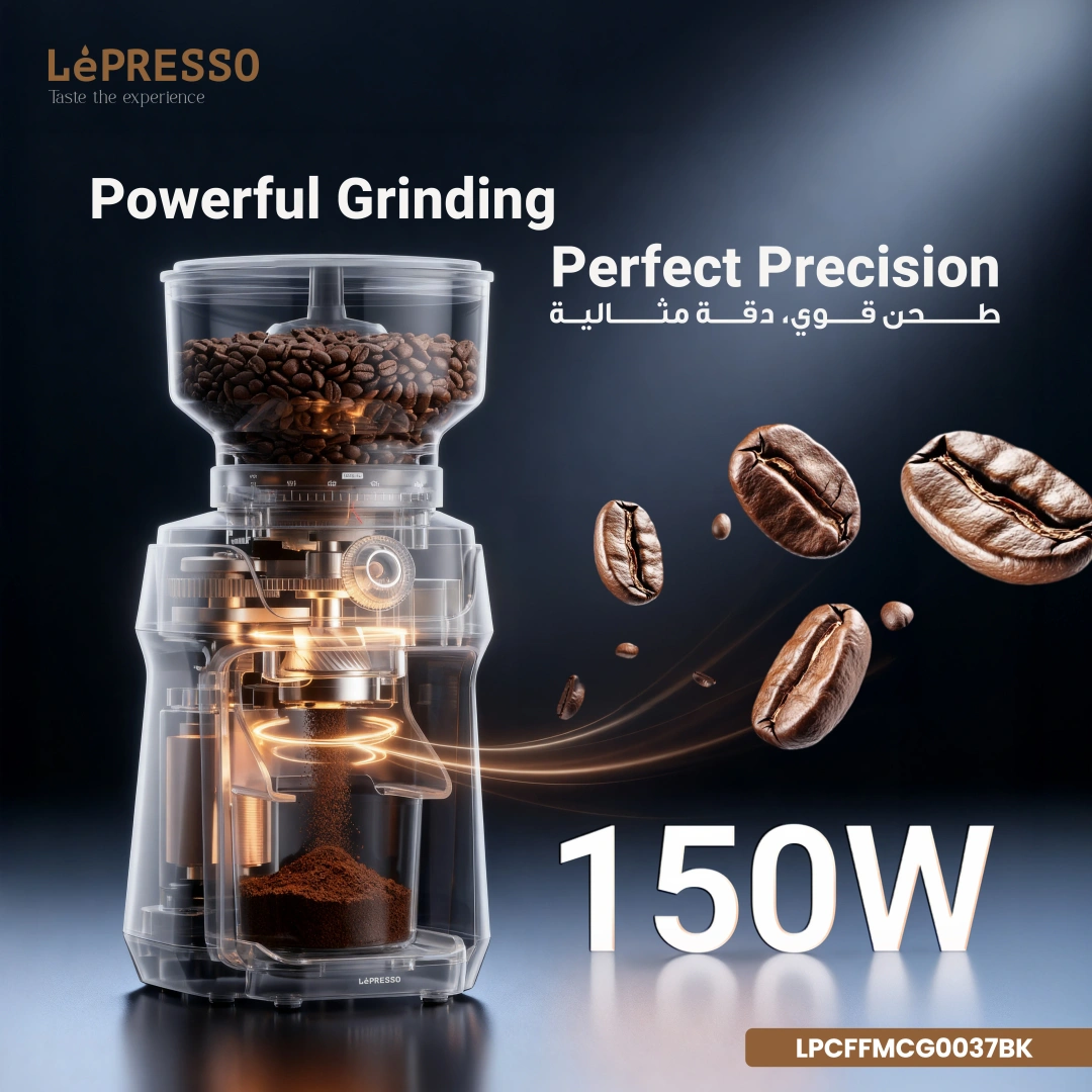 LEPRESSO MACINARE STAINLESS STEEL BURR GRINDER BLACK LPCFFMCG0037BK - Image 4