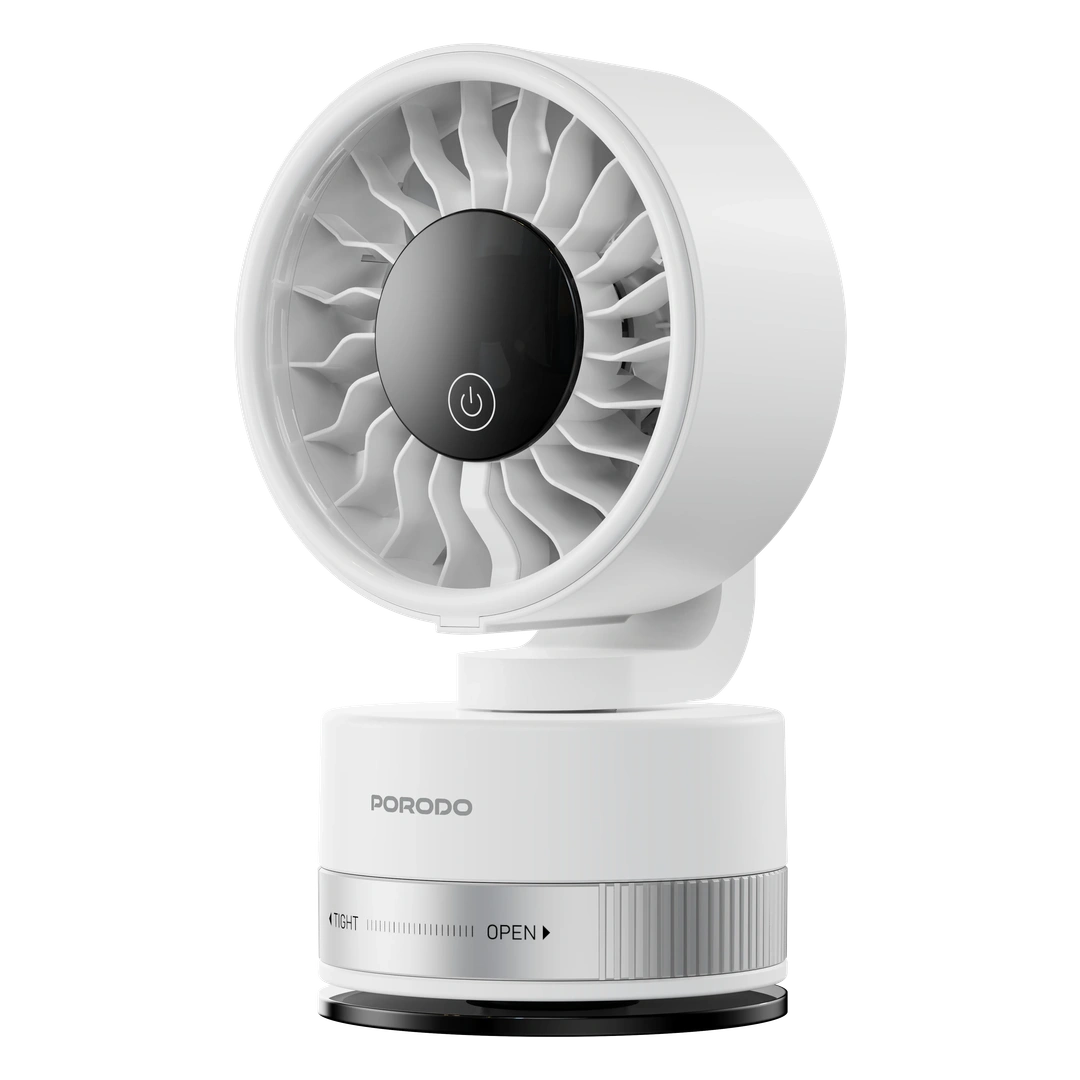PORODO CHILLO LUXE PORTABLE SUCTION CUP FAN WITH 4000 MAH RECHARGEABLE BATTERY WHITE PDLFSTF608WH - Image 4