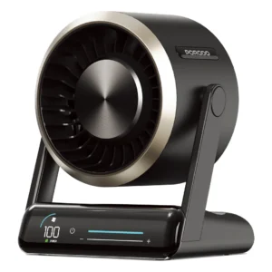 Stay cool and comfortable with the Porodo Chillo Core Desktop Fan with LED Display 6000mAh Black PDLFSTZH37BK
