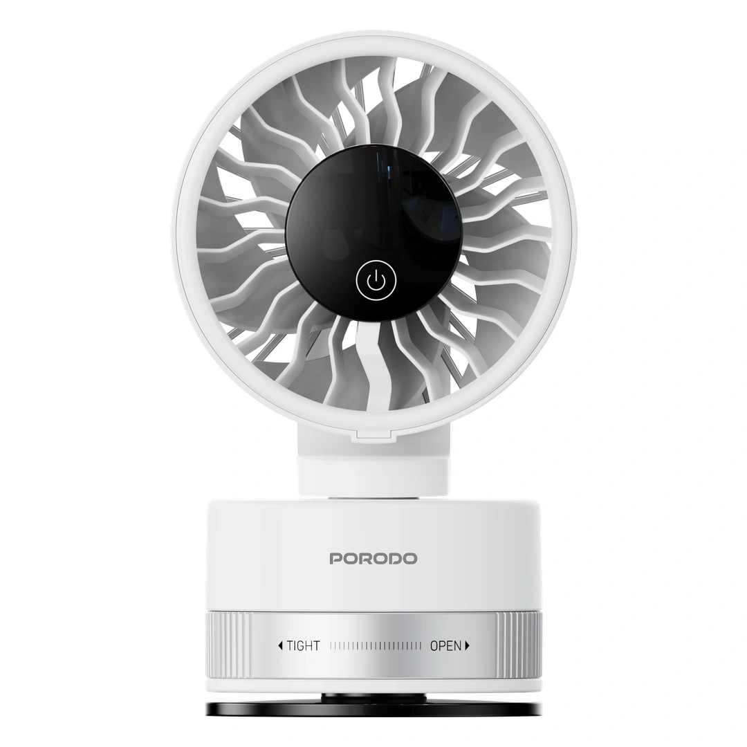 PORODO CHILLO LUXE PORTABLE SUCTION CUP FAN WITH 4000 MAH RECHARGEABLE BATTERY WHITE PDLFSTF608WH - Image 3