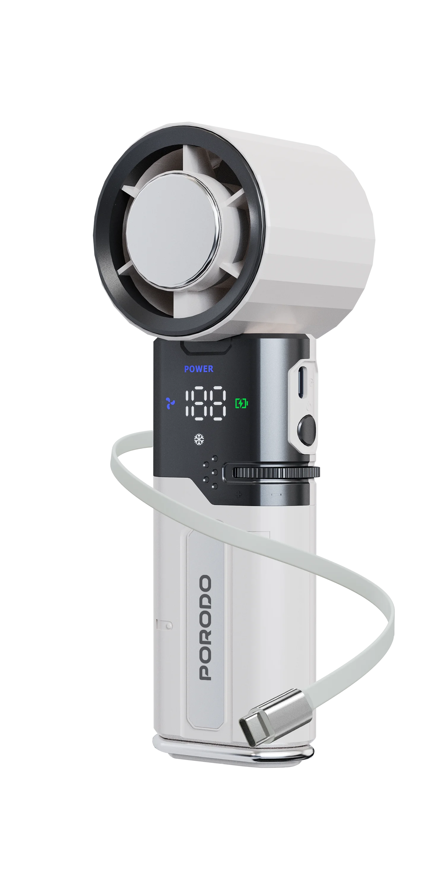 PORODO LIFESTYLE CHILLO PLUS RECHARGEABLE ICE COOLING FAN WHITE PDLFSTMF120WH - Image 4