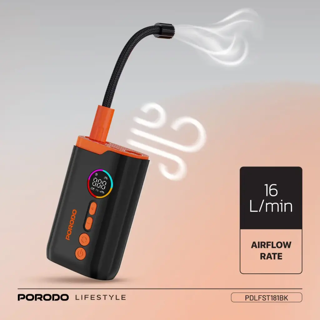 PORODO LIFESTYLE ELECTRIC AIR INFLATOR BLACK PDLFST181BK - Image 5