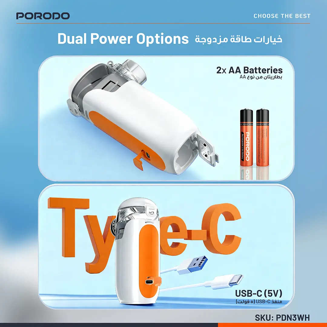 PORODO LIVEON PORTABLE NEBULIZER RECHARGEABLE AND SUFER FINE PARTICLES WHITE PDN3WH - Image 2