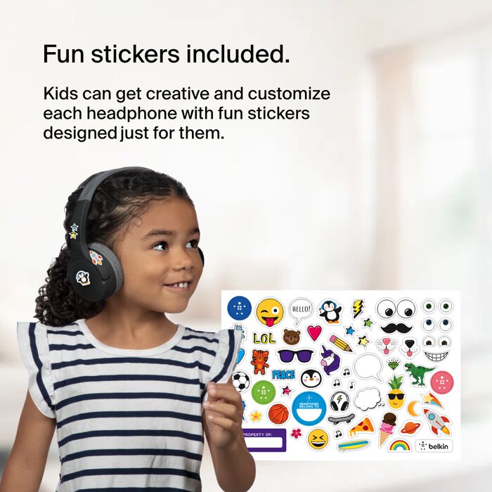 BELKIN SOUNDFORM MINI WIRELESS ON EAR HEADPHONES FOR KIDS WITH USB C BLACK AUD002BTBKV3 - Image 4