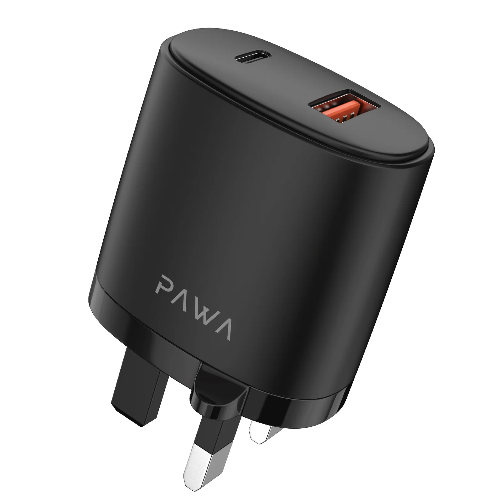 PAWA SOLID TRAVEL CHARGER DUAL PD & QC PORT WITH TYPE-C TO TYPE-C CABLE BLACK PW-PDQC3UKCC-BK - Image 3