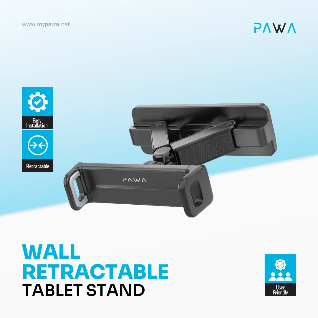 PAWA WALL RETRACTABLE TABLET STAND BLACK PW-CMTBMBK1-BK - Image 3