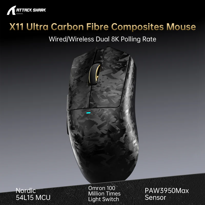 ATTACK SHARK X11 ULTRA NORDIC 54L15 WIRELESS GAMING MOUSE BLACK PAW-3950 MAX - Image 3