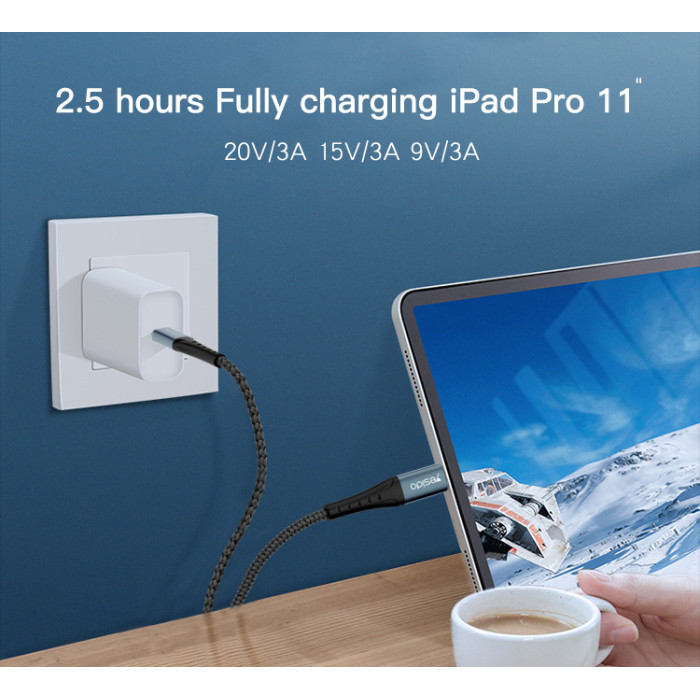 YESIDO USB-C TO USB-C CABLE 2M BLACK CA67 - Image 4