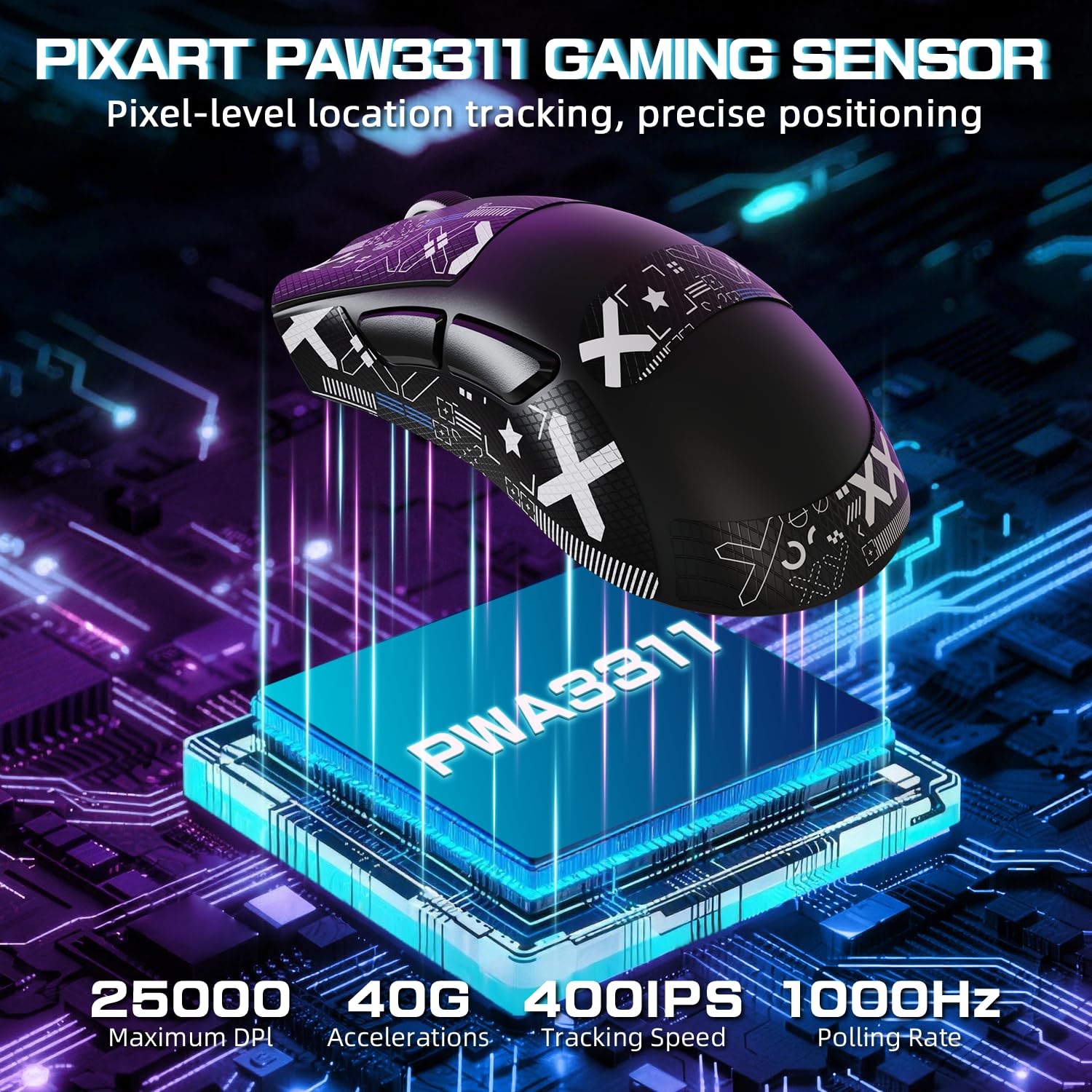 ATTACK SHARK V3 PRO WIRELESS ESPORTS GAMING MOUSE WITH CHARGING DOCK BLACK - Image 6